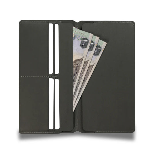 Premium MagFolio Long Wallet Gray Leather