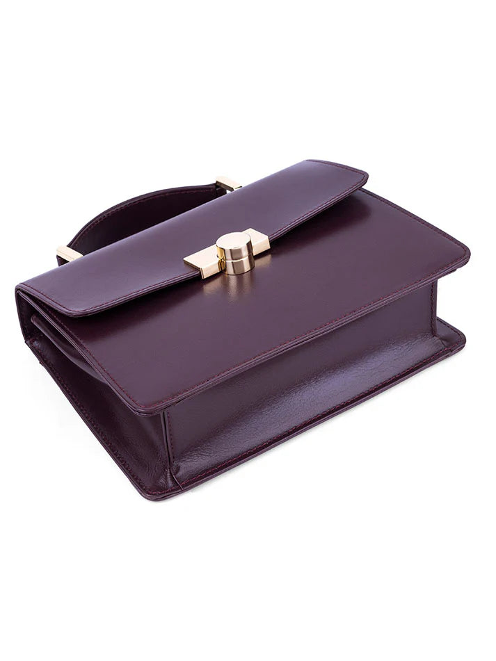 Wisteria Handbag – Maroon Leather Mini Bag with Timeless Elegance