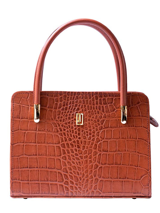 Cartagena Handbag – Crocodile-Embossed Leather Shoulder Bag