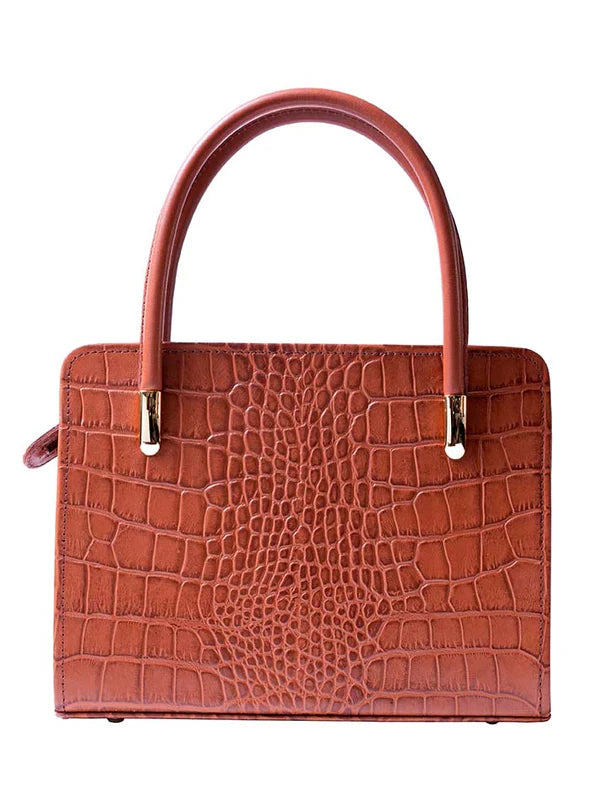 Cartagena Handbag – Crocodile-Embossed Leather Shoulder Bag