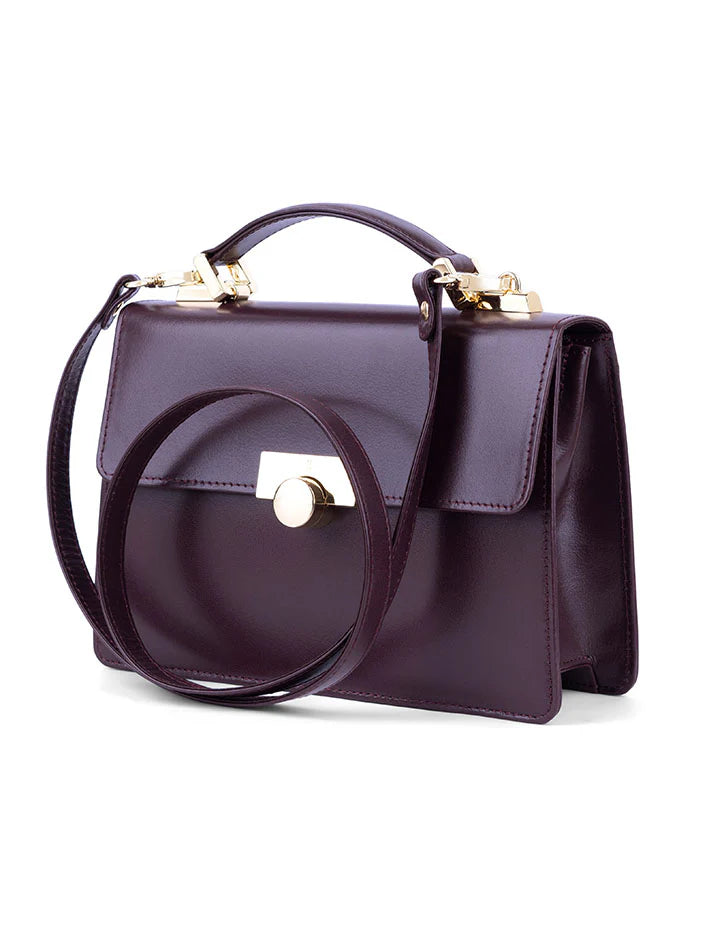 Wisteria Handbag – Maroon Leather Mini Bag with Timeless Elegance