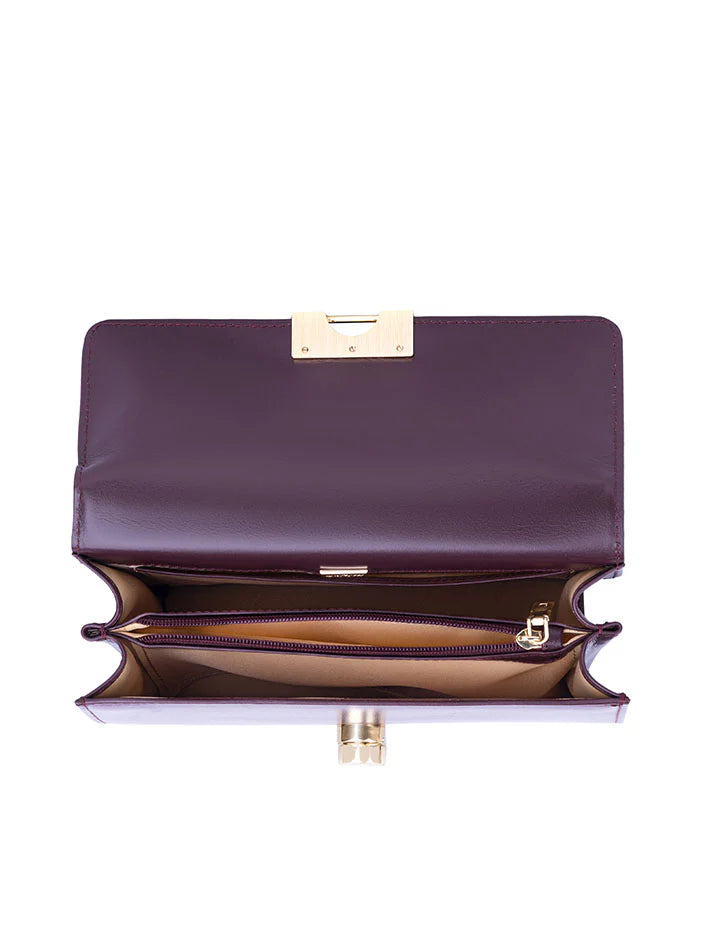 Wisteria Handbag – Maroon Leather Mini Bag with Timeless Elegance