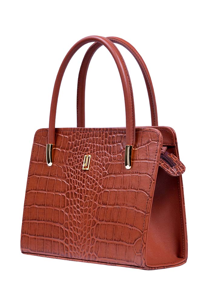 Cartagena Handbag – Crocodile-Embossed Leather Shoulder Bag