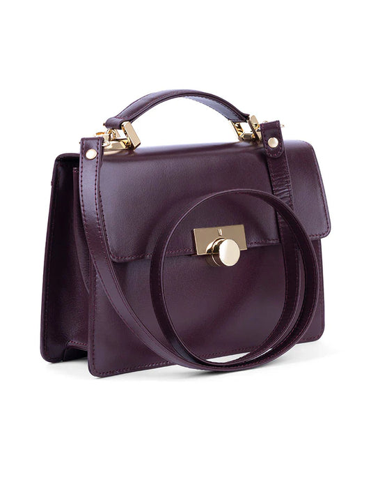 Wisteria Handbag – Maroon Leather Mini Bag with Timeless Elegance